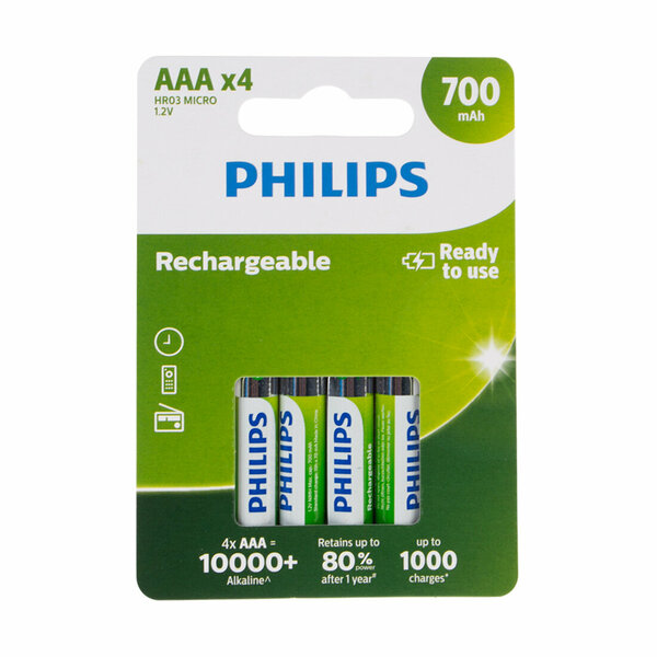 Philips%20Kumanda%20Pili%204%20Lü%20Şarj%20Edilebilir%20AAA%20700Mah